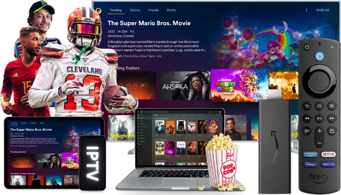 IPTV on a smart TV, laptop, tablet, phone and Fire TV Stick