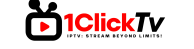 Oneclicktvs logo, der præsenteres med fed rød skrift, symboliserer udbyderens forpligtelse til at levere hurtig, tilgængelig og højkvalitets 4K IPTV-service.